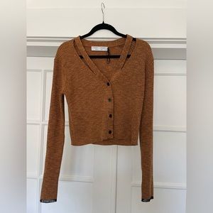 PROENZA SCHOULER WHITE LABEL Cutout ribbed silk-blend cardigan